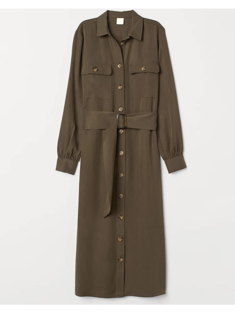 H&M Olive Green Utility Trench Shirt Dress
